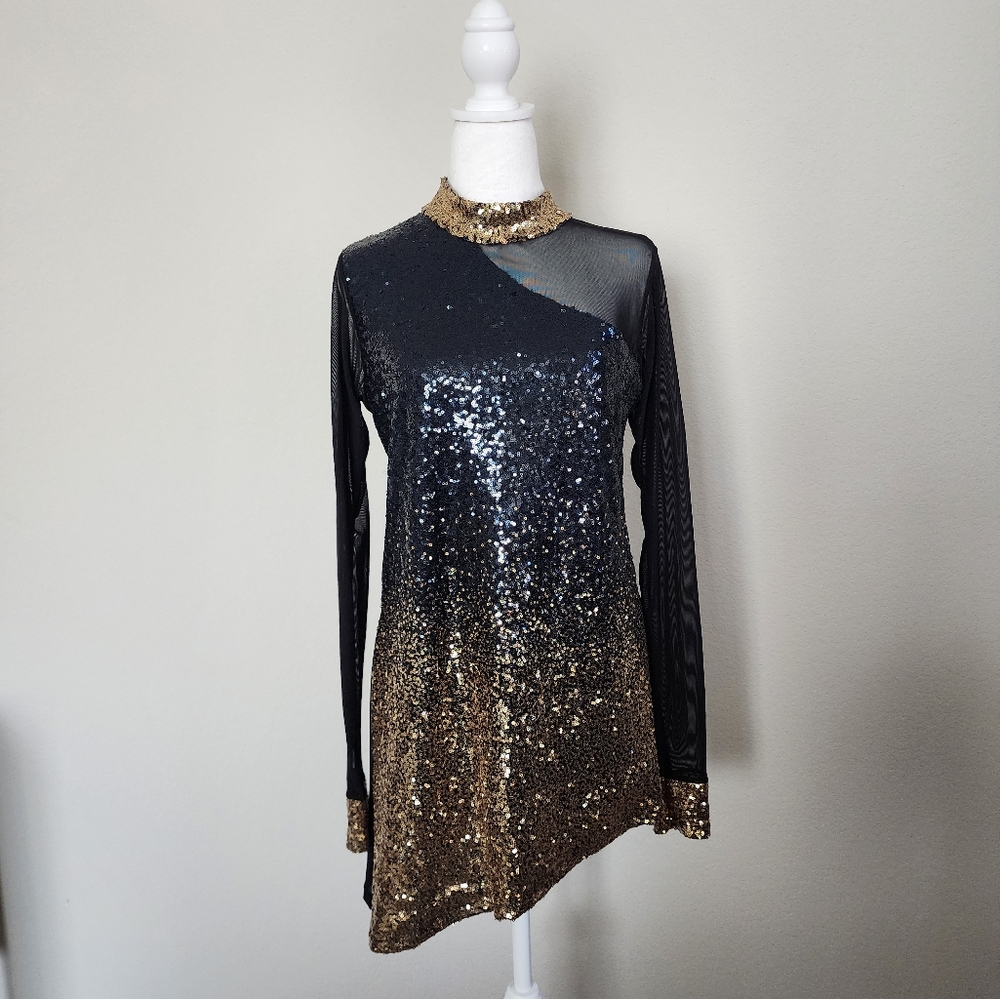 Alexandra Collection Womens Unstoppable Ombre Sequin Mesh Dance Costume Dress